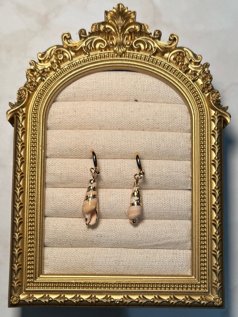 Shell Drop Hoop Earrings